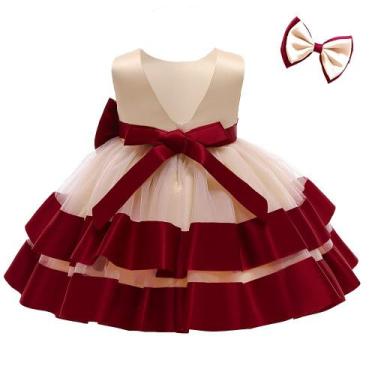 Imagem de Vestido NSSMWTTC para bebês e meninas, Páscoa, Borgonha, champanhe, ba