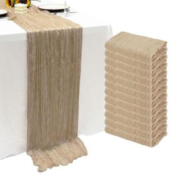 Imagem de Pano de algodão bege Table Runner Seveups de 3 m para casamento, pacot