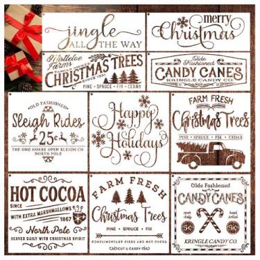 Imagem de Huahui 10 Plantillas Grandes Reutilizables para Pintar en Madera con M