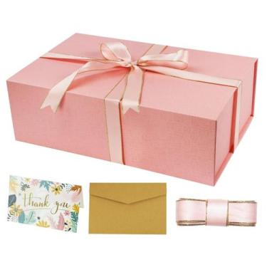 Imagem de Caixa de presente YINUOYOUJIA 35x23x11 cm Tampa magnética rosa