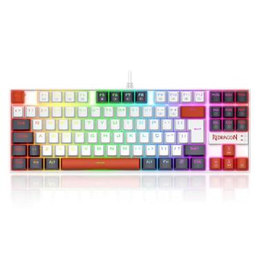 Imagem de Teclado Mecânico Gamer Redragon Kumara RGB Branco, Preto e Vermelho Switch Marrom TKL K552WLR-RGB PT-BROWN