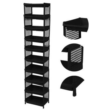 Imagem de Prateleira Estante De Plástico 10 Andares Multiuso Desmontável 40x28x1