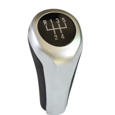 Imagem de Hacreyatu Manípulo de mudança de marchas de fibra de carbono de 5 6 velocidades para BMW 1 3 5 6 Series E46 E53 E60 E61 E63 E65 E81 E82 E83 E87 E90 E91 E92 X1 X3 X5 (R5 Speed Matte Prata)