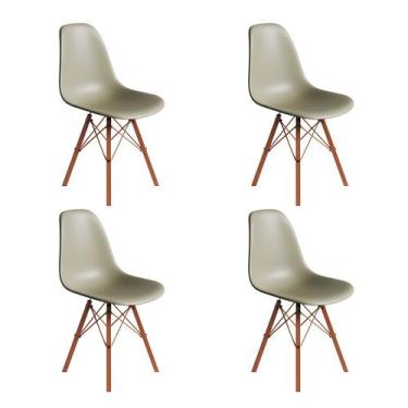 Imagem de Conjunto 4 Cadeiras Eames Estilo Moderno em Ferro Cobre com Assento Fe