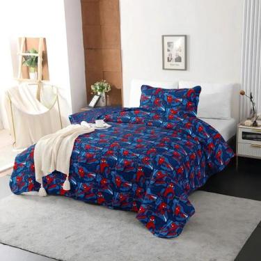 Imagem de Kit Colcha Dupla Face Solteiro Homem Aranha Peças Jolitex