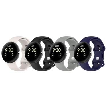 Imagem de 4 pulseiras de relógio compatíveis com o Google Pixel Watch 2/1 de silicone macio esportivas, pulseiras de reposição para relógio, acessórios para mulheres e homens