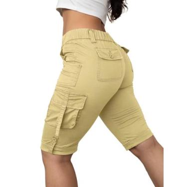 Imagem de Shorts de caminhada Flamingals Bermuda Cargo para mulheres Camel