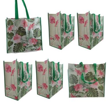 Imagem de Bolsa Ecologica Ecobag Kit 6 Uni Sacola Ombra Reutilizavel Compras Mer