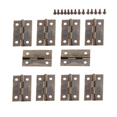 Imagem de 10 pcs 35x22mm armário de móveis porta de porta bunda de dobradiça antiga bronze decorativa dobradiças para jóias caixa de madeira com parafusos YYDFPIIA