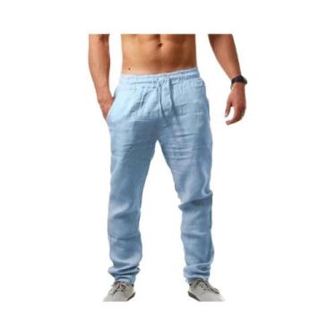 Imagem de Calças Masculinas de Verão - Algodão e Linho Respirável com Cintura El