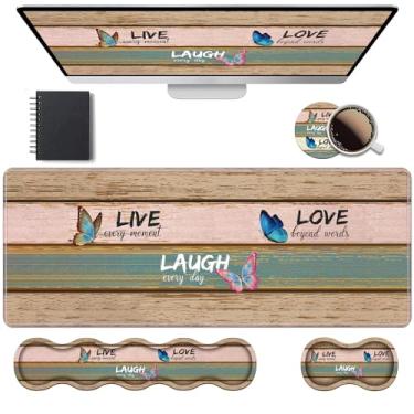 Imagem de Conjunto ergonômico de descanso de pulso e mouse pad, tapete de mesa grande para jogos 2GG 80 cm x 30 cm com espuma de memória, alívio da dor de digitação fácil para escritório e casa, placa de