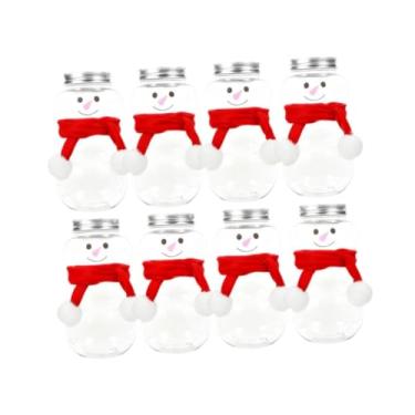 Imagem de Ｂｅｓｇａ Conjunto de 8 Garrafas de Natalinas, Recipientes para Doces 500ml com Tampas, Jarra para Bebidas em Formato de Boneco de Neve, Garrafas de Água, Vermelho