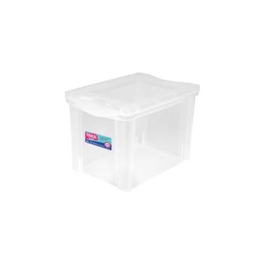 Imagem de Caixa Organizadora Multiuso, 39x29x19cm, 24L, Material em PVC, Poliéster, MDF e Metal, para Roupas e Objetos em Closets e Guarda-Roupas