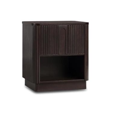 Imagem de Teamson Home Potomac Mesa de cabeceira aberta de 50 cm de largura com 1 gaveta, moldura de madeira maciça extra em estilo escandinavo, móveis minimalistas para quarto com madeira durável em café