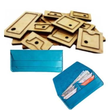 Imagem de YJIUYUANQ Molde de artesanato de couro de 100 x 210 mm, perfurador e cortador de madeira para projetos de porta-cartões de carteira