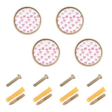 Imagem de Burbuja Puxadores de armário de cozinha Bows, pacote com 4, puxadores redondos de 3,5 cm, puxadores de cômoda com parafusos para armários de cozinha, quarto, armário