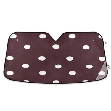 Imagem de Qilmy Pára-brisas de carro com fundo de bolinhas brancas e castanhas, protetor de viseira dobrável, mantém fresco, bloqueia raios UV e acessórios para proteger carros, SUVs, caminhões-(M) 2991