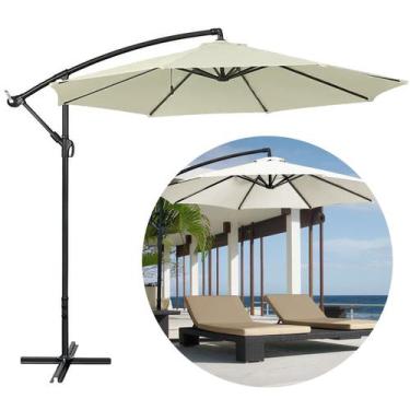 Imagem de Ombrelone Guarda Sol De Praia Jardim Lateral 3 Metros Cinza - Revomax,
