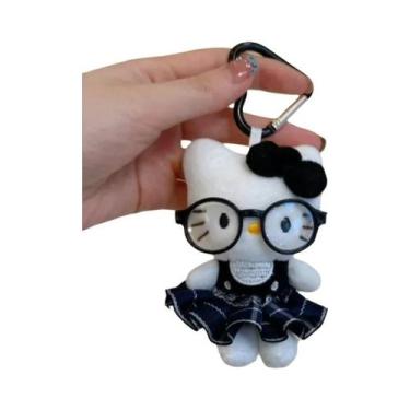 Imagem de Chaveiro De Pelúcia Kawaii Hello Kitty Com Óculos, Decoração De Bolsa,
