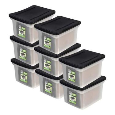 Imagem de Kit 8 Caixa Organizadora Arquivo Largo Empilhável Com Tampa Ordene