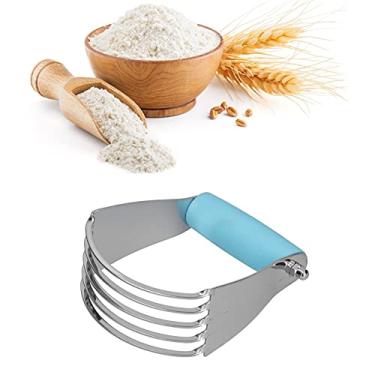 Imagem de Pissente Aço Inoxidável Misturador de Massa Com 5 Lâminas Resistente para Ferramentas de Confeitaria Misturador de Massa para Biscoitos Com Cabo Confortável para de Torta Bolo Pizza (Azul)