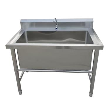 Imagem de Pia de tigela única grande, pia de aço inoxidável independente, pias utilitárias de aço inoxidável, pia de cozinha de bacia única, banheira de lavanderia de nível comercial, para restaurante