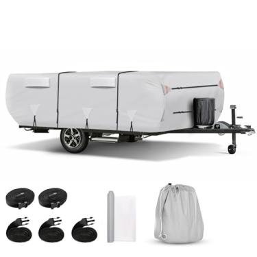 Imagem de Capa de trailer pop-up, capa de trailer dobrável para trailer, capa para trailer, serve para trailers de 2,5 m a 25,4 m, capa de trailer pop-up impermeável e anti-UV com tiras à prova de vento (20 a 3