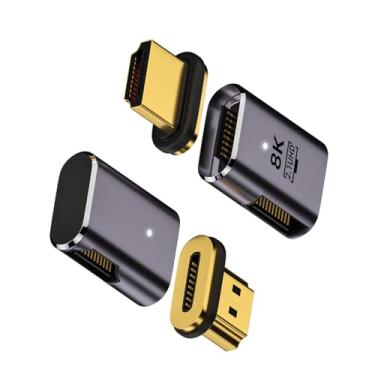 Imagem de Sisyphy Adaptador magnético HDMI ângulo reto, HDMI 2.1 conector fêmea para macho 8K 60Hz 4K 120Hz saída para laptop, PC, monitor, TV, console de jogos, DVD