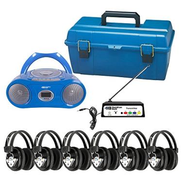 Imagem de HamiltonBuhl Centro de audição sem fio para 6 pessoas com Bluetooth, CD/cassete/FM Boombox, azul