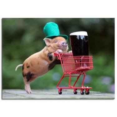 Imagem de 0910 Pôster engraçado porcos impressões em tela Guinness arte de parede para casa 1 painéis decorações não ramed 25,4 x 20,3 cm