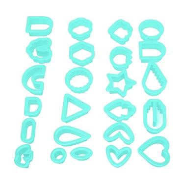 Imagem de YOUTHINK Cortadores de Argila de Polímero 24 Unidades, Reutilizáveis ​​feitos à Mão, Cortadores de Brinco de Argila de Plástico Espesso, Acessórios de Joias para Bolos, Velas, Escultura, (Verde Menta)