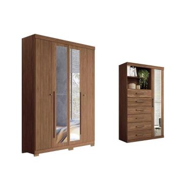 Imagem de Guarda Roupa +Cômoda QC310 Jatobá - Santos Andirá