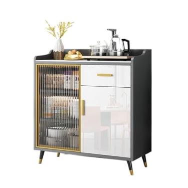 Imagem de Armário buffet moderno de ardósia armário de armazenamento de porta de vidro armário de entrada de madeira maciça adequado para cafés, restaurantes e cozinhas aparador (B)