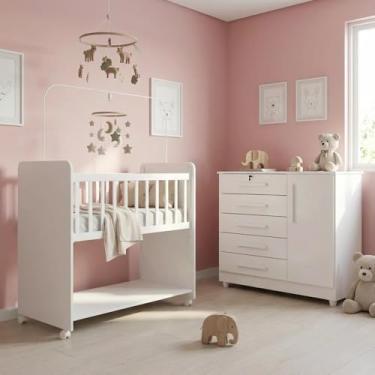 Imagem de Kit Quarto Infantil Completo com Mini Berço e Cômoda