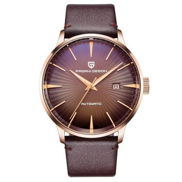 Imagem de TYBERLEY Pagani Design PD2770 Relógio Mecânico Automático Masculino Aço Inoxidável Pulseira de Couro Impermeável Simples Negócios Esportes Relógios de Pulso, Couro marrom, Alça
