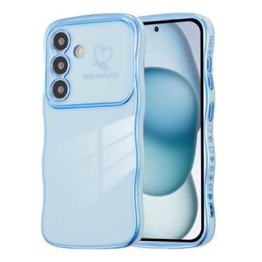 Imagem de DEFBSC Capa para Samsung Galaxy S25 FE, moldura encaracolada em forma de onda fofa capa de coração de amor para meninas e mulheres, proteção total para lentes de câmera macia durável TPU à prova de