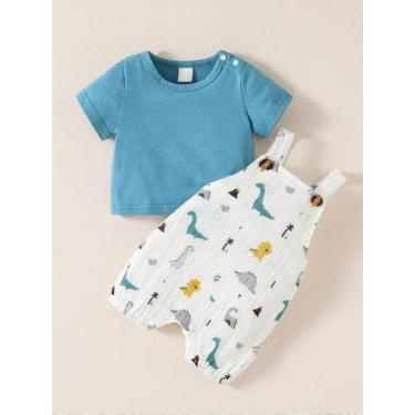 Imagem de Conjunto de Roupa Infantil Masculina - Camiseta de Manga Curta e Suspe