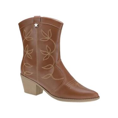 Imagem de Bota Texana Feminina Western Salto Grosso Bico Fino Lazzlu, Caramelo, 