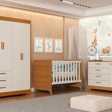 Imagem de Quarto para Bebê Completo com Berço Evolution 4 em 1 Zaki Areia Fosco/ Savana