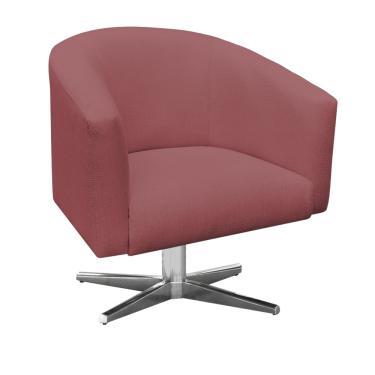 Imagem de Poltrona Giratória Stella Linho Whisky Rosê A106 Base Cromada - D'Rossi