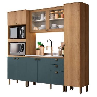 Imagem de Cozinha Modulada Finesse Composição 15 Capuccino Azul - Thb