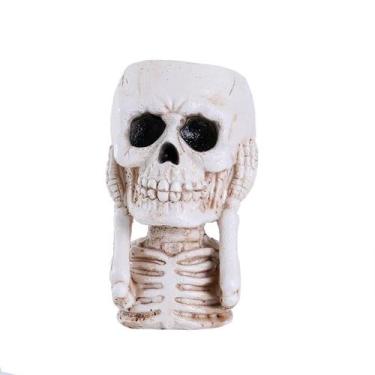 Imagem de Vaso de flores de resina de caveira de Halloween em forma de esqueleto