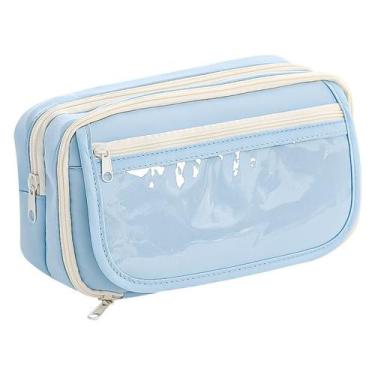 Imagem de Estojo de lápis genérico de grande capacidade em tecido azul claro - y