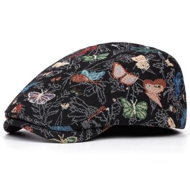 Imagem de Boné plano Gatsby Newsboy Hat Scally Cap para homens de algodão/jeans 