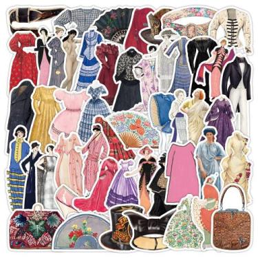 Imagem de Pacote de adesivos, moda vintage, 50 peças de roupas clássicas europei