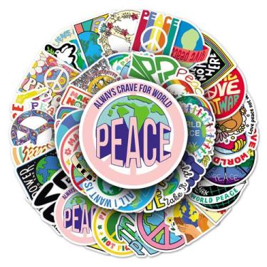 Imagem de Adesivos de vinil World Peace à prova d'água, grafite, 50 unidades - y