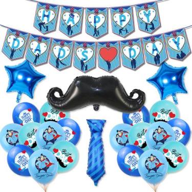 Imagem de Conjunto de balões de festa para o Dia dos Pais, papel alumínio azul e