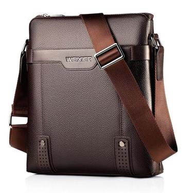 Imagem de Bolsa Messenger de couro premium para homens 25x6x28cm - yiweisai
