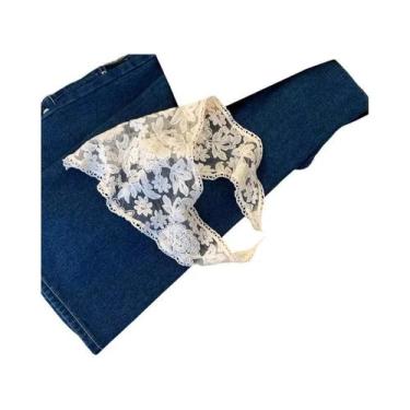 Imagem de Lenço De Cabelo Branco Com Renda Floral Para Mulheres, Acessório De Ca