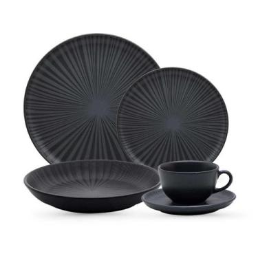 Imagem de Aparelho de Jantar e Chá 30 Peças Oxford Flat Ônix